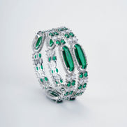 Opal Touch - Rhodium Rose Mint Bangles Set (Pack of 2) - Bangles