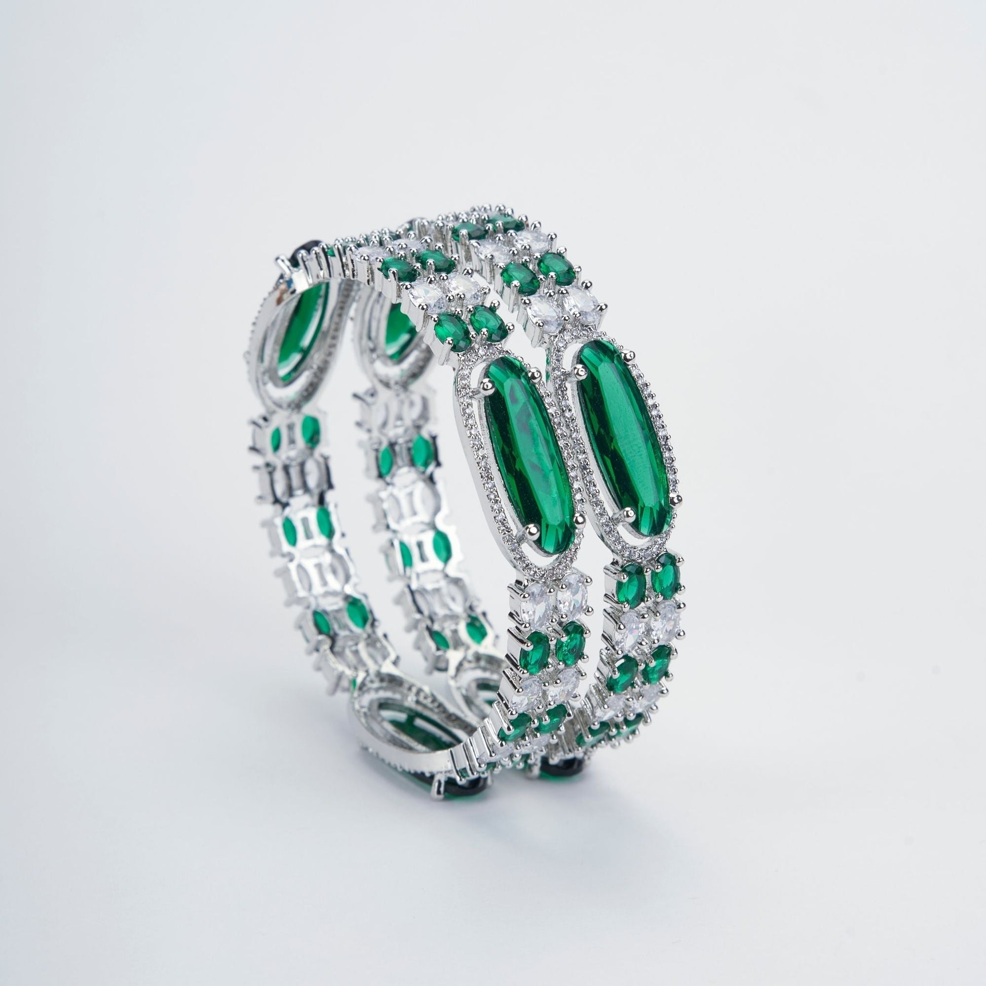 Opal Touch - Rhodium Rose Mint Bangles Set (Pack of 2) - Bangles