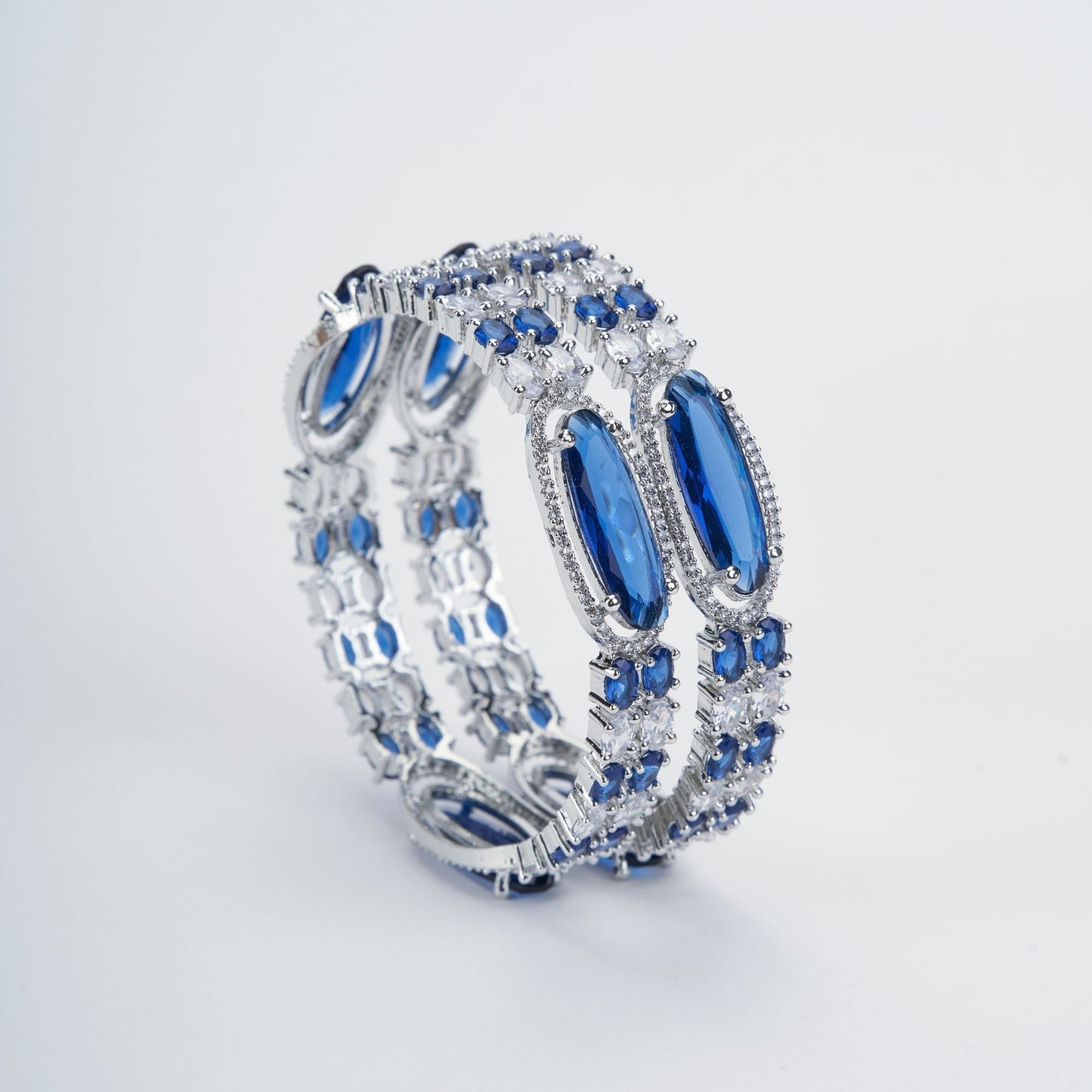 Opal Touch - Rhodium Rose Mint Bangles Set (Pack of 2) - Bangles