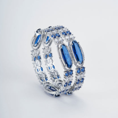 Opal Touch - Rhodium Rose Mint Bangles Set (Pack of 2) - Bangles