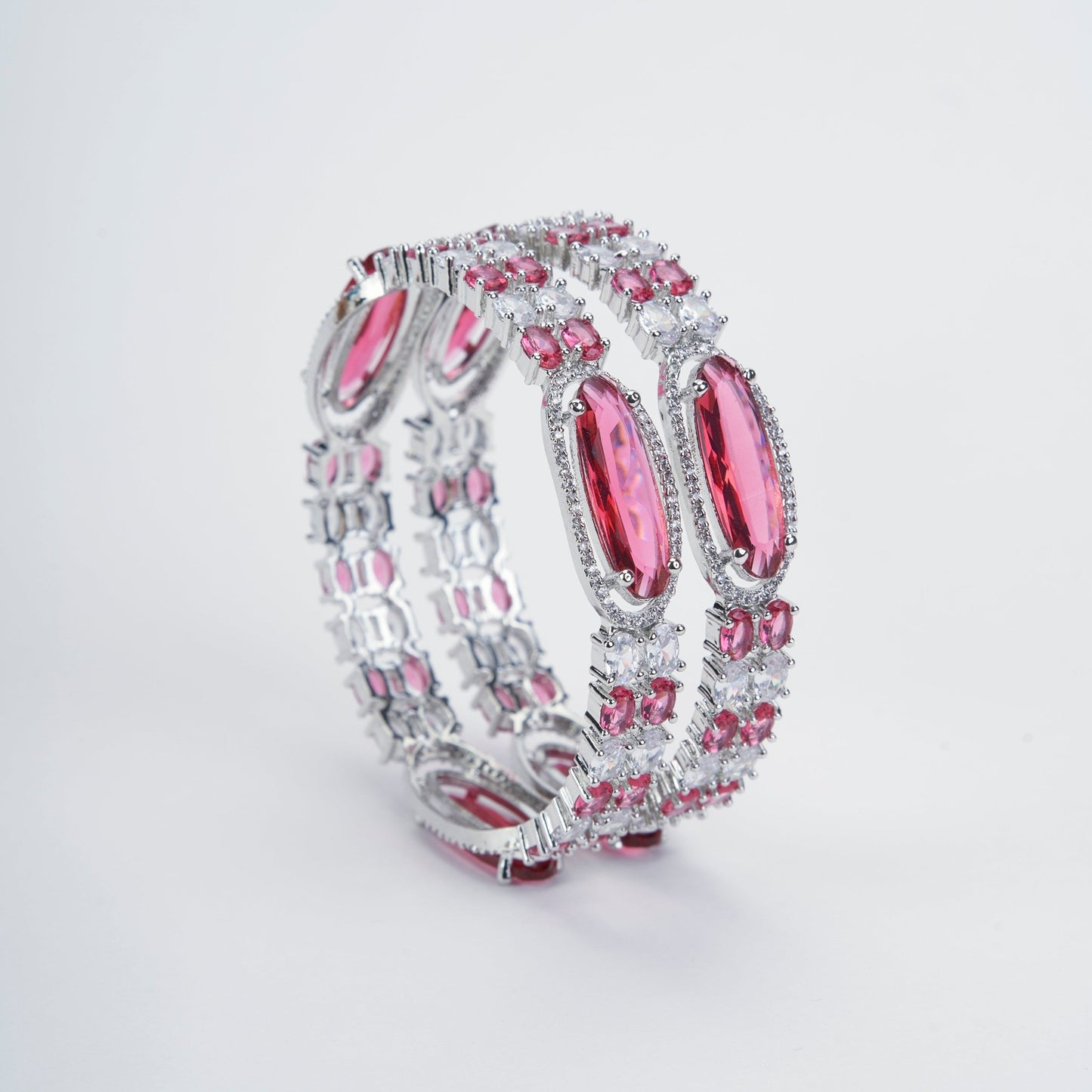 Opal Touch - Rhodium Rose Mint Bangles Set (Pack of 2) - Bangles