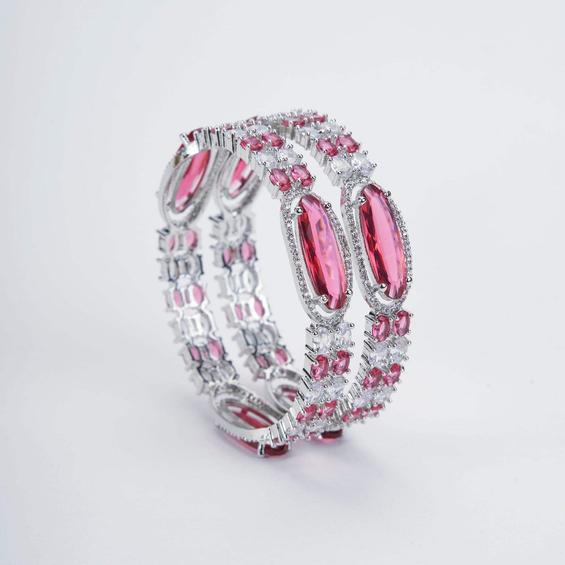 Opal Touch - Rhodium Rose Mint Bangles Set (Pack of 2) - Bangles