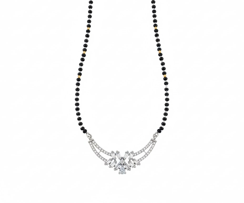 Rhodium Whisper Mangalsutra - Opal Touch