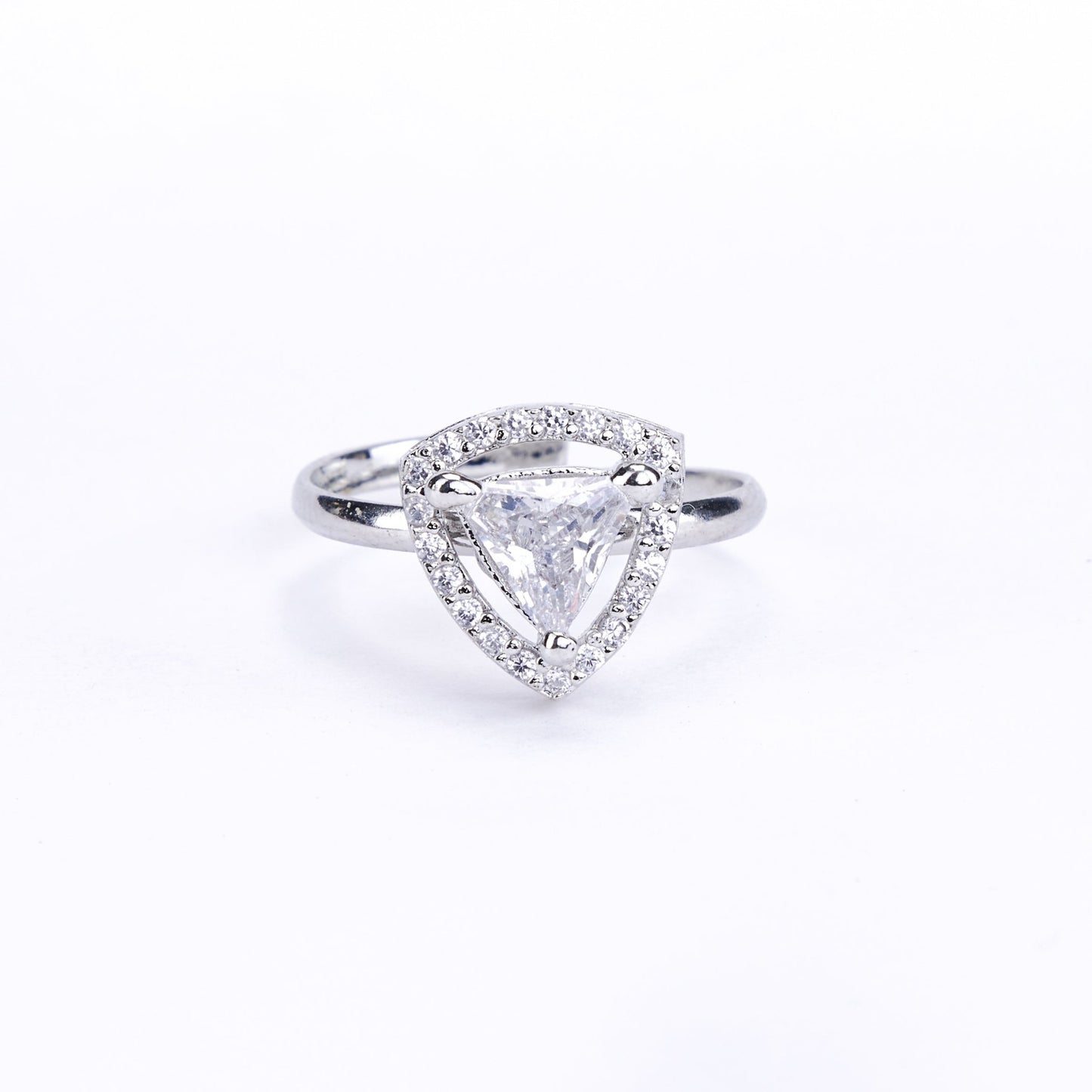 Opal Touch - Rhodium White Cubic Zirconia Ring -