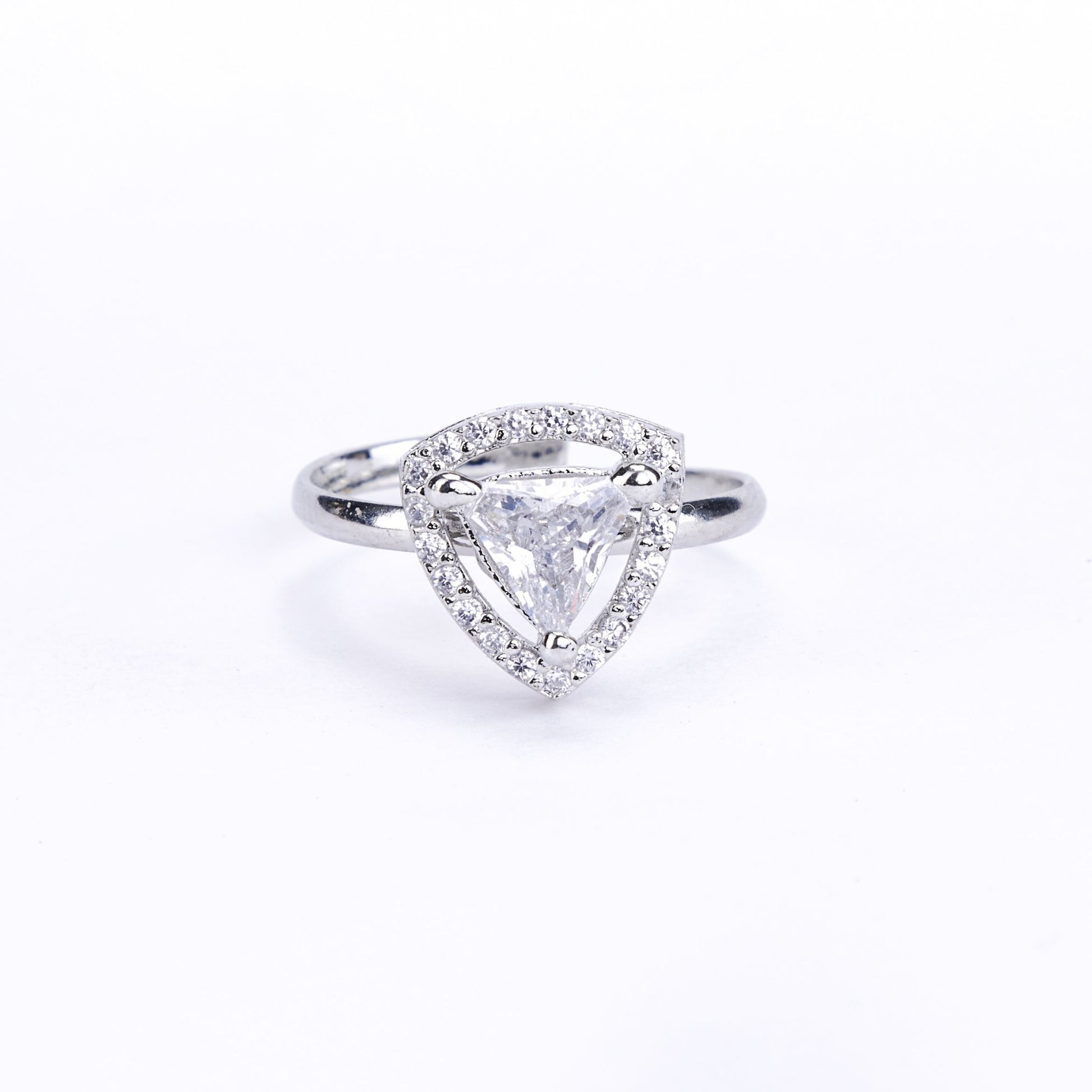 Opal Touch - Rhodium White Cubic Zirconia Ring -