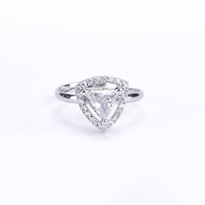 Opal Touch - Rhodium White Cubic Zirconia Ring -