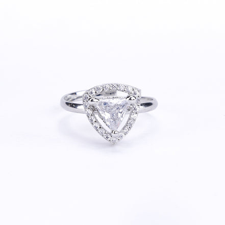 Opal Touch - Rhodium White Cubic Zirconia Ring -