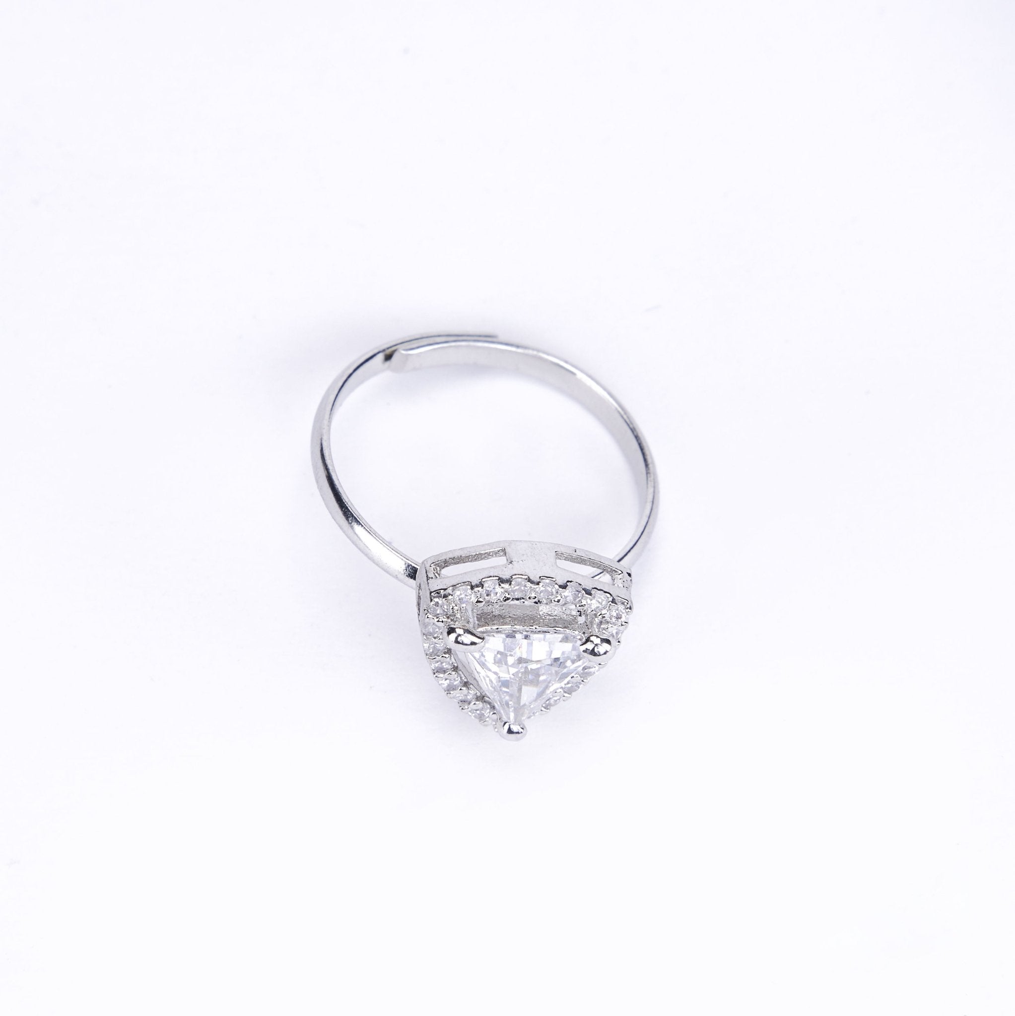 Opal Touch - Rhodium White Cubic Zirconia Ring -