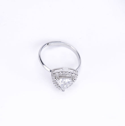 Opal Touch - Rhodium White Cubic Zirconia Ring -