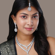 Rhodium White Pearl Necklace - Opal Touch