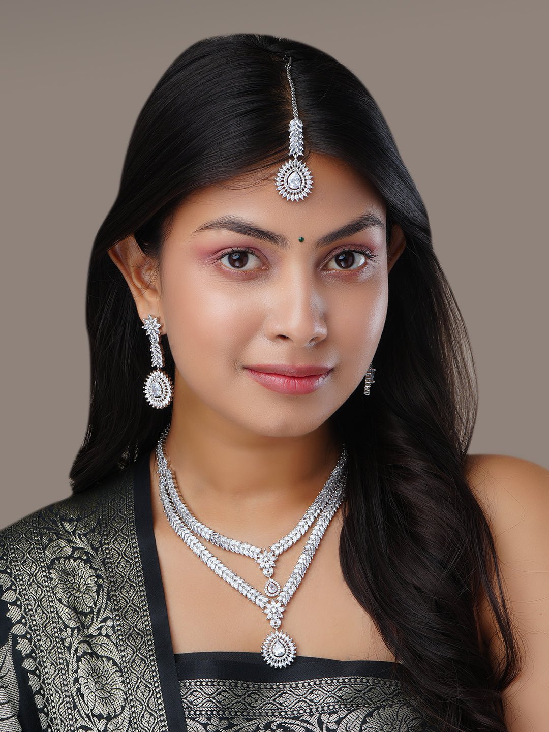 Rhodium White Pearl Necklace - Opal Touch