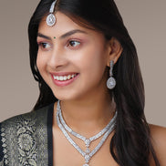 Rhodium White Pearl Necklace - Opal Touch