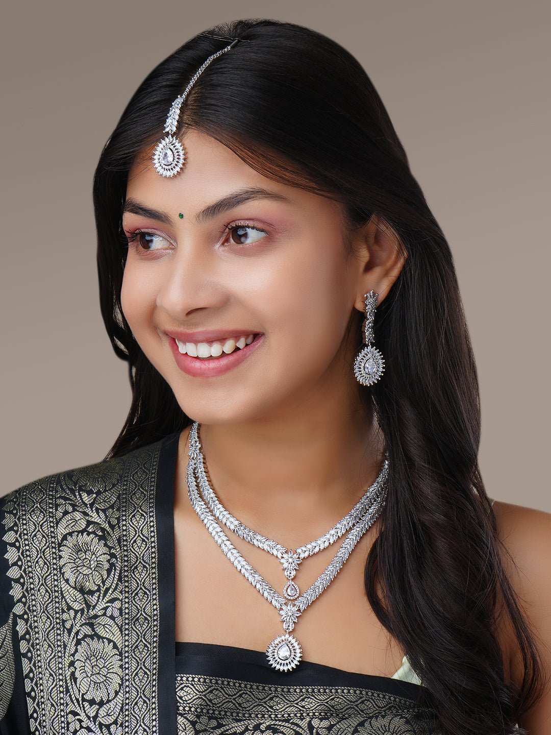 Rhodium White Pearl Necklace - Opal Touch