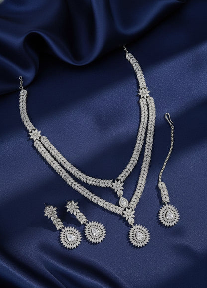 Rhodium White Pearl Necklace - Opal Touch