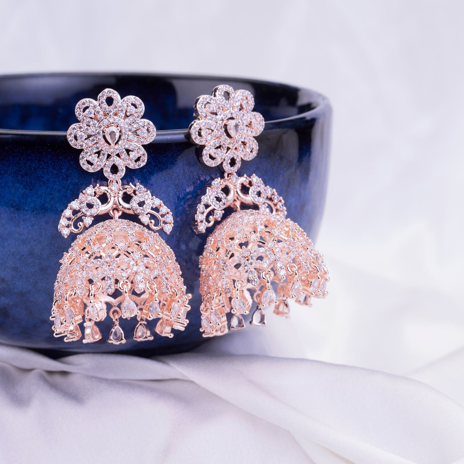 Opal Touch - Rose Flower Jhumka - Jhumka