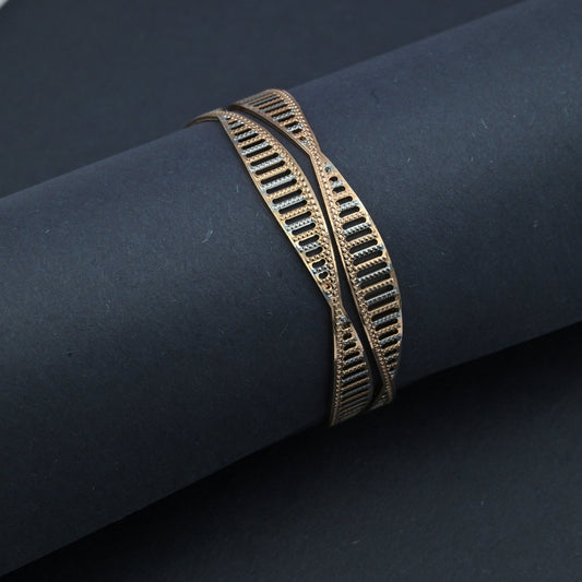 Bangles - Rose Gold and Silver Plated Bangles with Elegant Detailing - Opal Touch