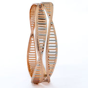 Bangles - Rose Gold and Silver Plated Bangles with Elegant Detailing - Opal Touch