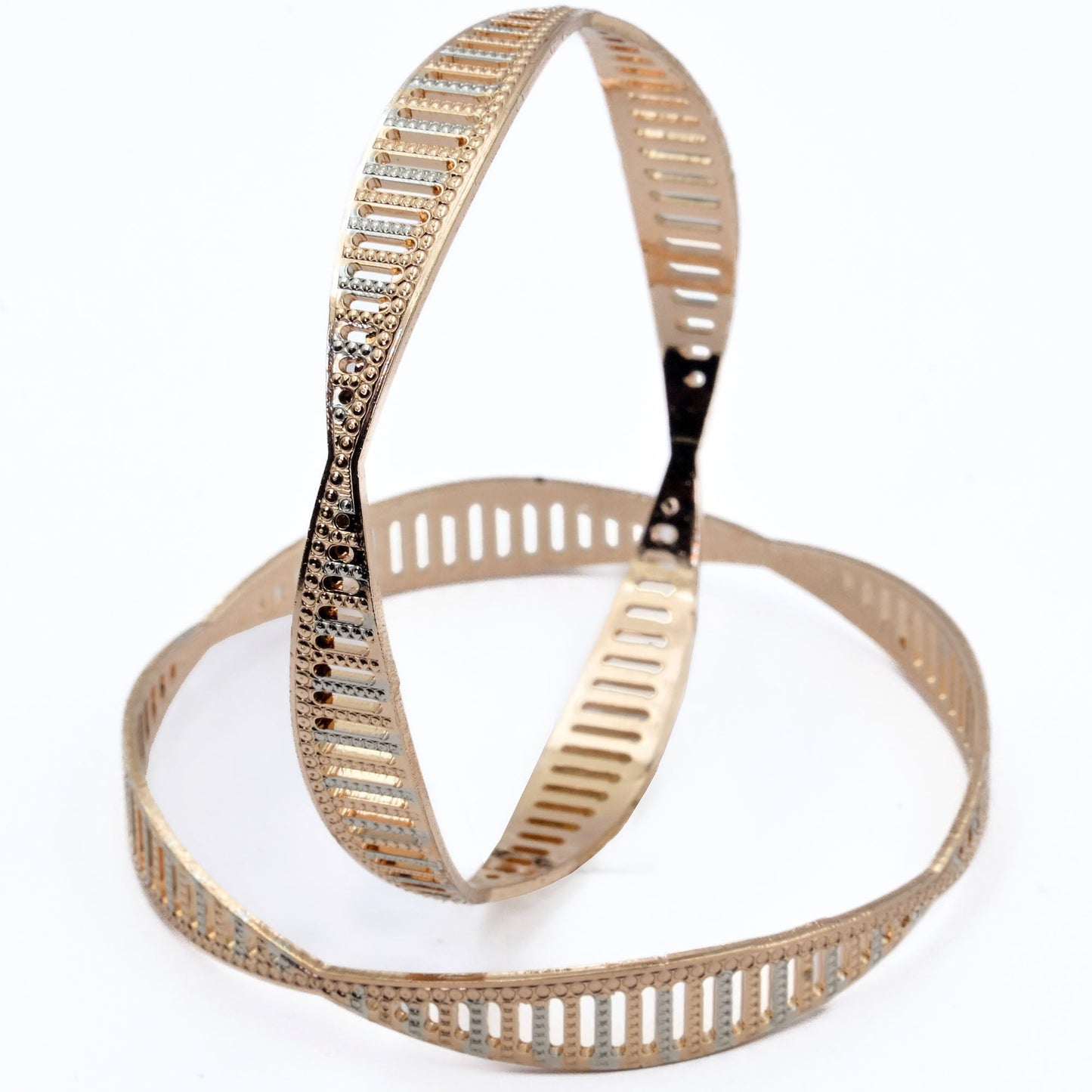 Bangles - Rose Gold and Silver Plated Bangles with Elegant Detailing - Opal Touch