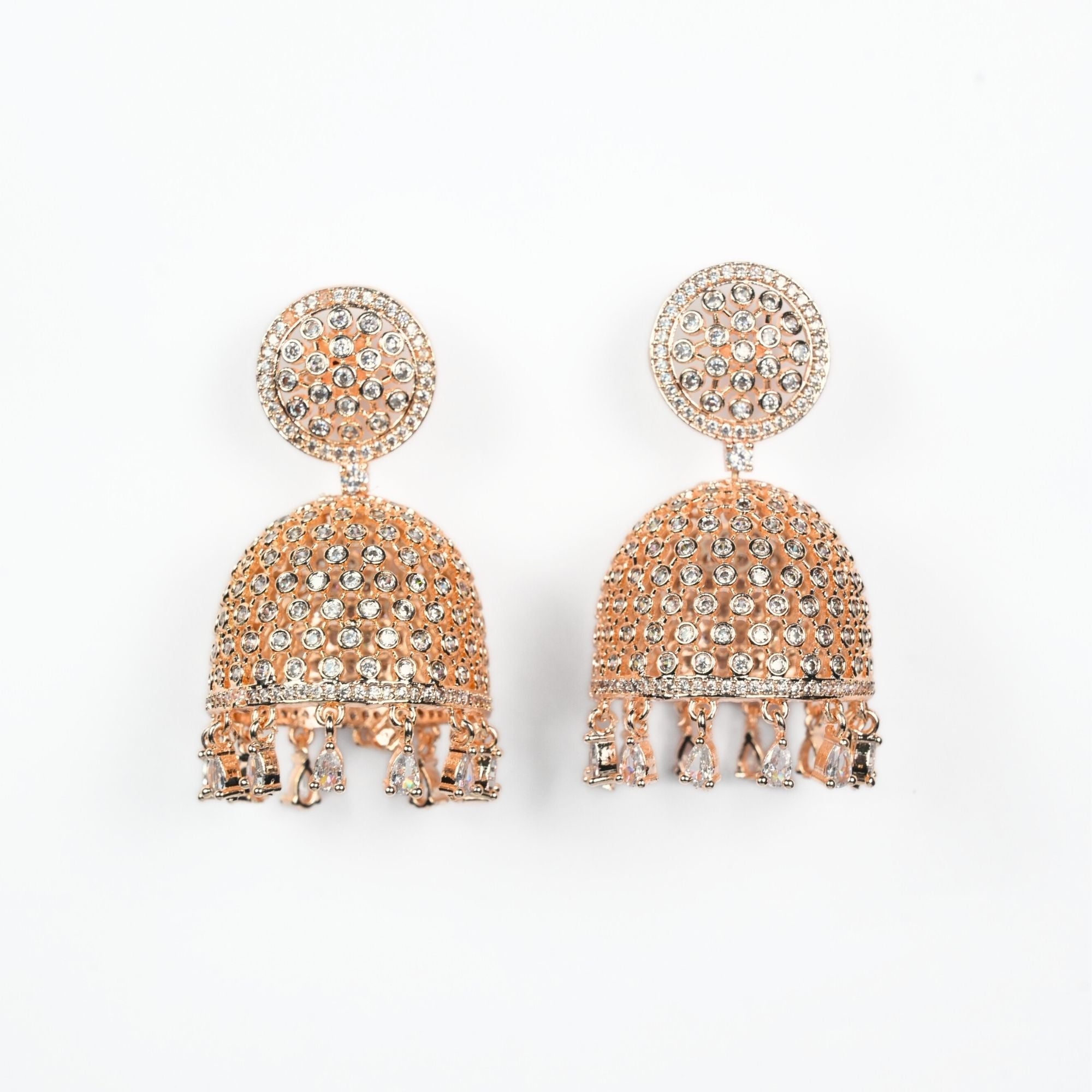 Rose Gold Bliss Jhumka - Opal Touch