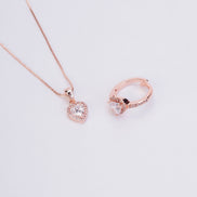 Rose Gold Elegance Locket and Ring Combo - Opal Touch