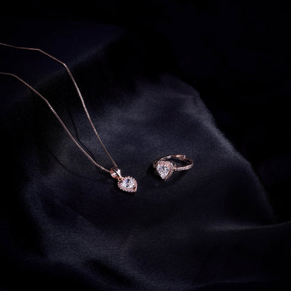 Opal Touch - Rose Gold Elegance Locket and Ring Combo - Combo