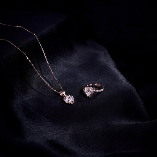 Opal Touch - Rose Gold Elegance Locket and Ring Combo - Combo