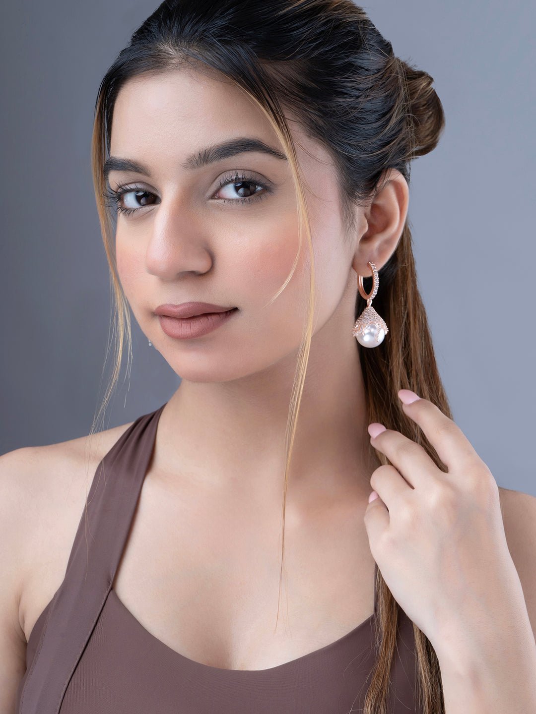 Rose Gold Gleam Earrings - Opal Touch