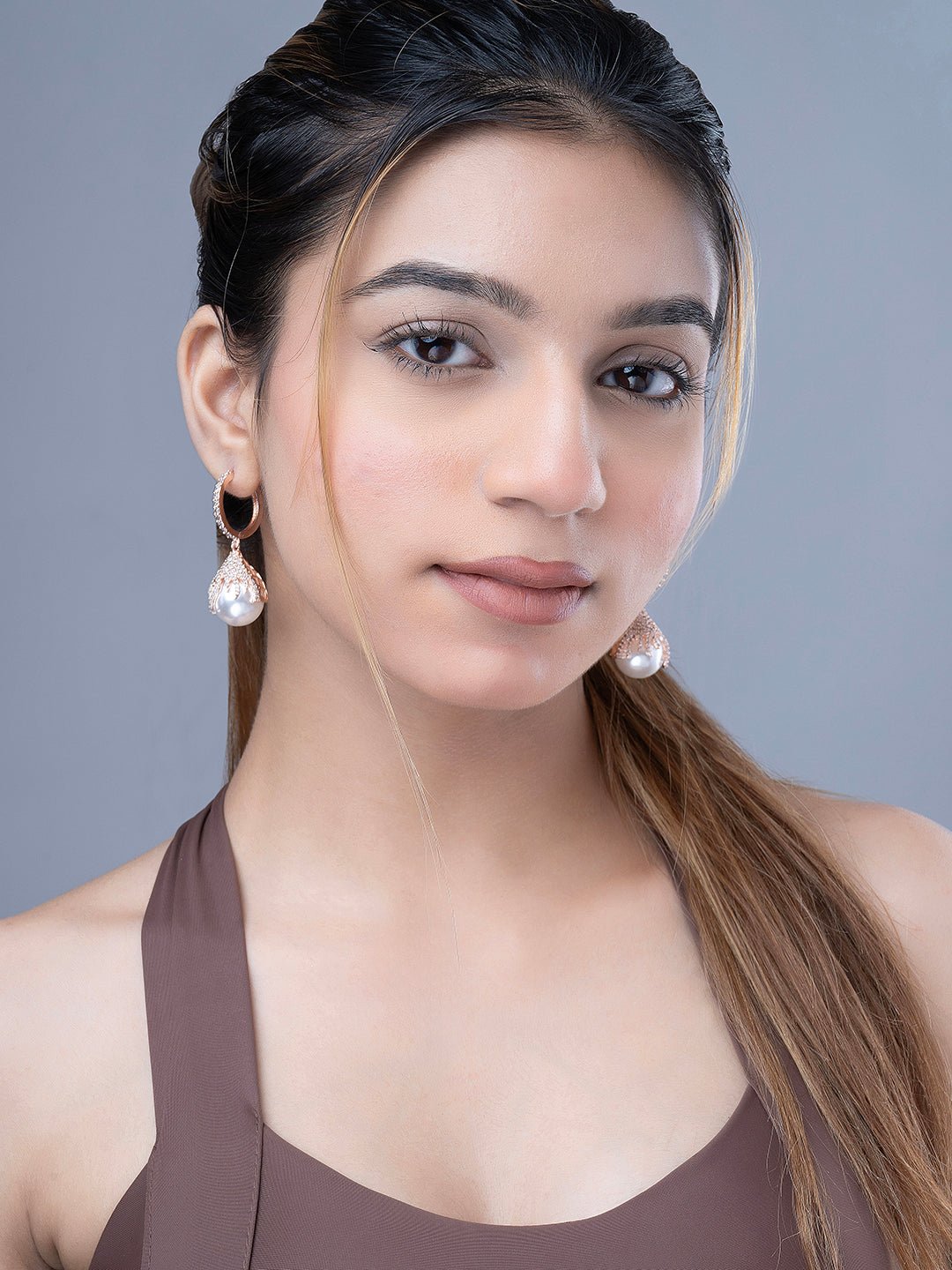 Rose Gold Gleam Earrings - Opal Touch