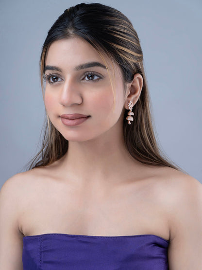 Jhumka - Rose Gold Gleam Layered Jhumkas - Opal Touch