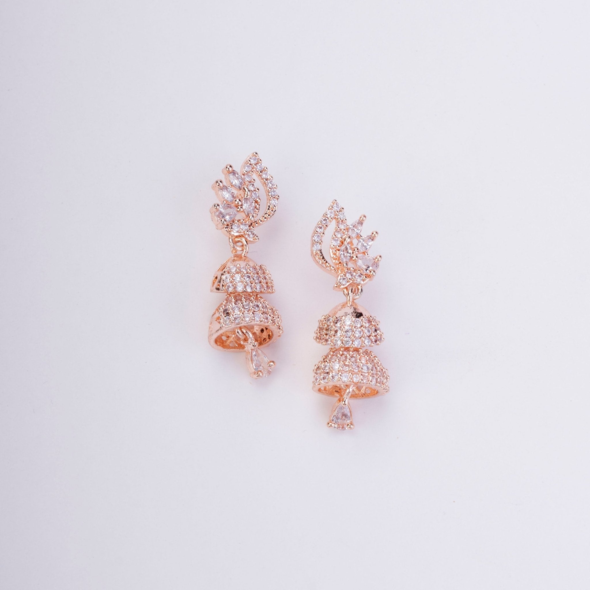 Jhumka - Rose Gold Gleam Layered Jhumkas - Opal Touch