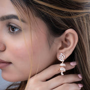 Jhumka - Rose Gold Gleam Layered Jhumkas - Opal Touch