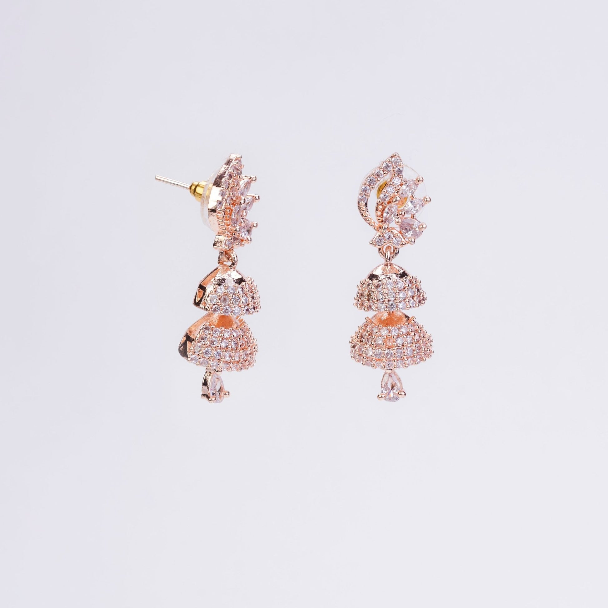 Jhumka - Rose Gold Gleam Layered Jhumkas - Opal Touch