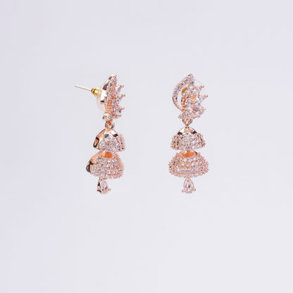 Jhumka - Rose Gold Gleam Layered Jhumkas - Opal Touch