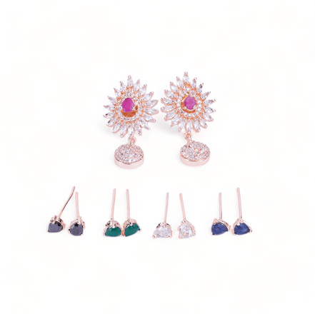 Opal Touch - Rose Gold Plated 5 Color Changeable Earrings - Earrings