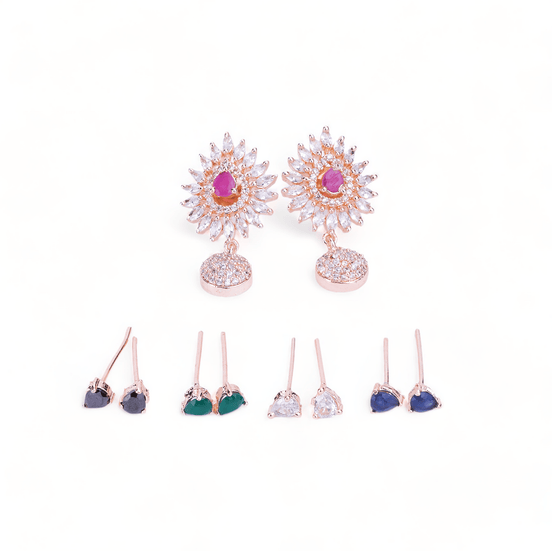 Opal Touch - Rose Gold Plated 5 Color Changeable Earrings - Earrings