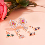 Opal Touch - Rose Gold Plated 5 Color Changeable Earrings - Earrings