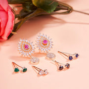 Opal Touch - Rose Gold Plated 5 Color Changeable Earrings - Earrings