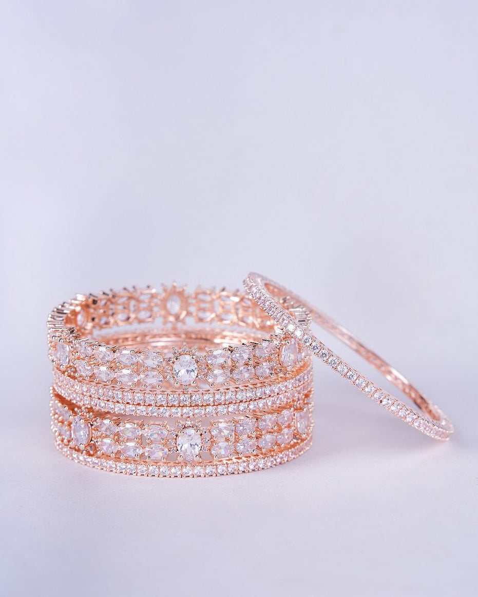 Opal Touch - Rose Gold Radiance Bangles (Pack of 6) - Bangles