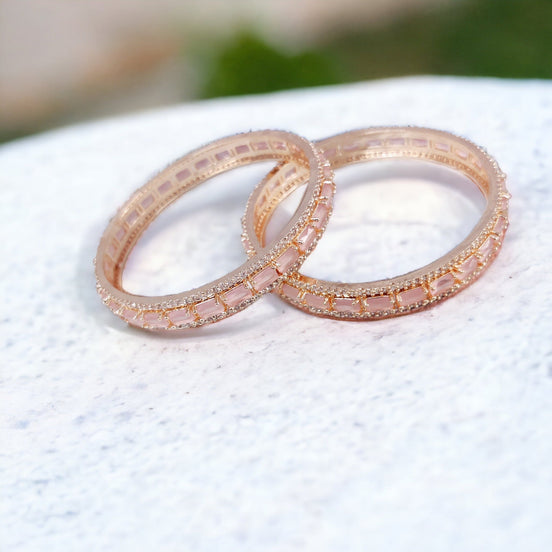 Opal Touch - Rose Gold Radiance Bangles Set (Pack of 2) - Bangles