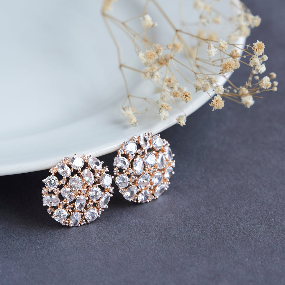 Studs - Rose Gold White opulence Studs - Opal Touch