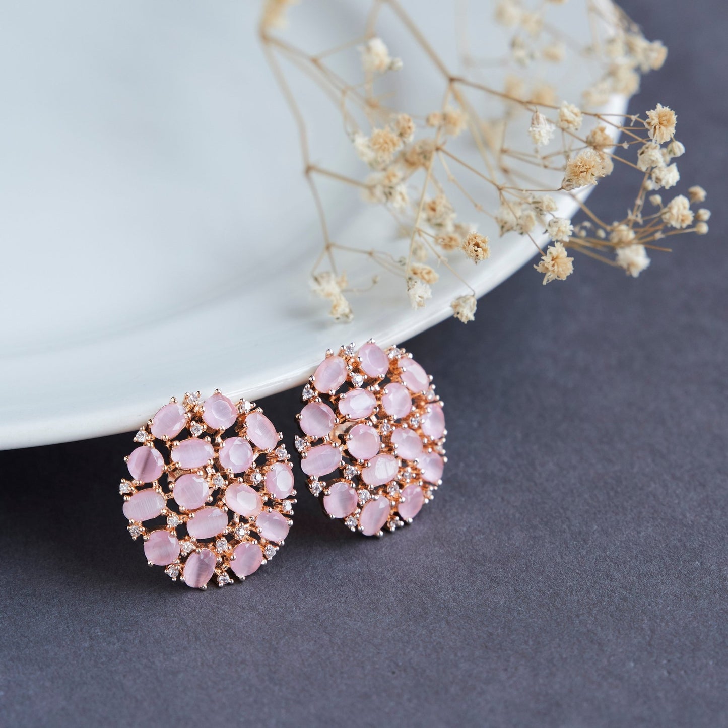 Studs - Rose Gold White opulence Studs - Opal Touch