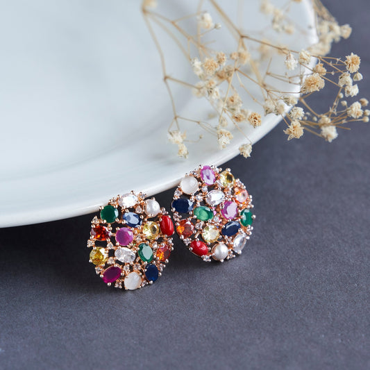 Studs - Rose Gold White opulence Studs - Opal Touch