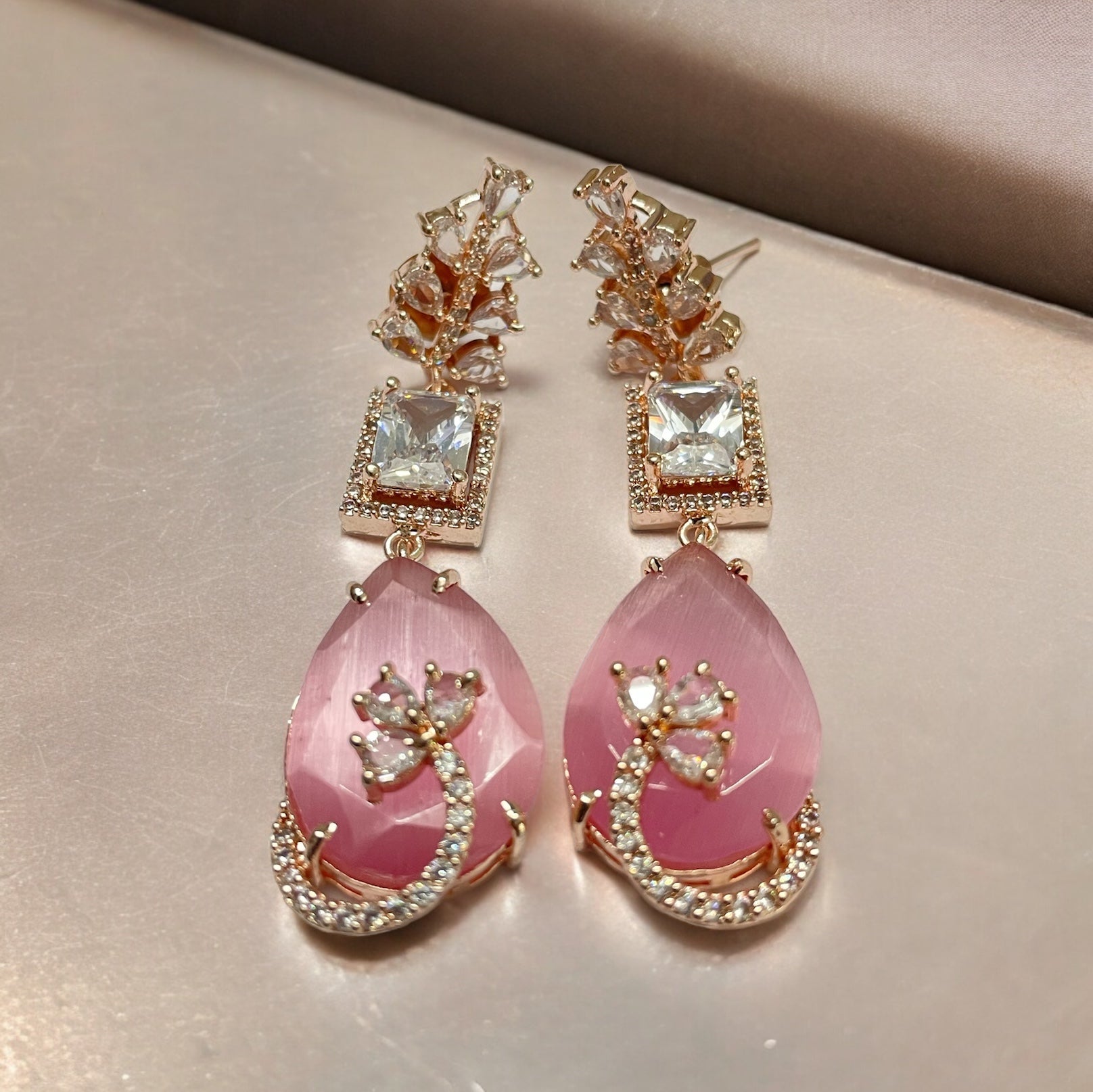 Earrings - Rose Quartz Elegance Earrings - Opal Touch