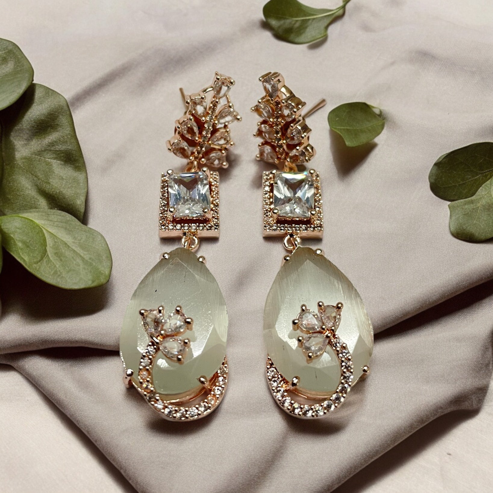 Earrings - Rose Quartz Elegance Earrings - Opal Touch