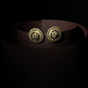 Round Cubic Zirconia Gold Plated Stud Earrings - Opal Touch