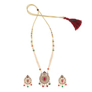 Opal Touch - Round Multicolor Polki Kundan Moti Mala - Necklace