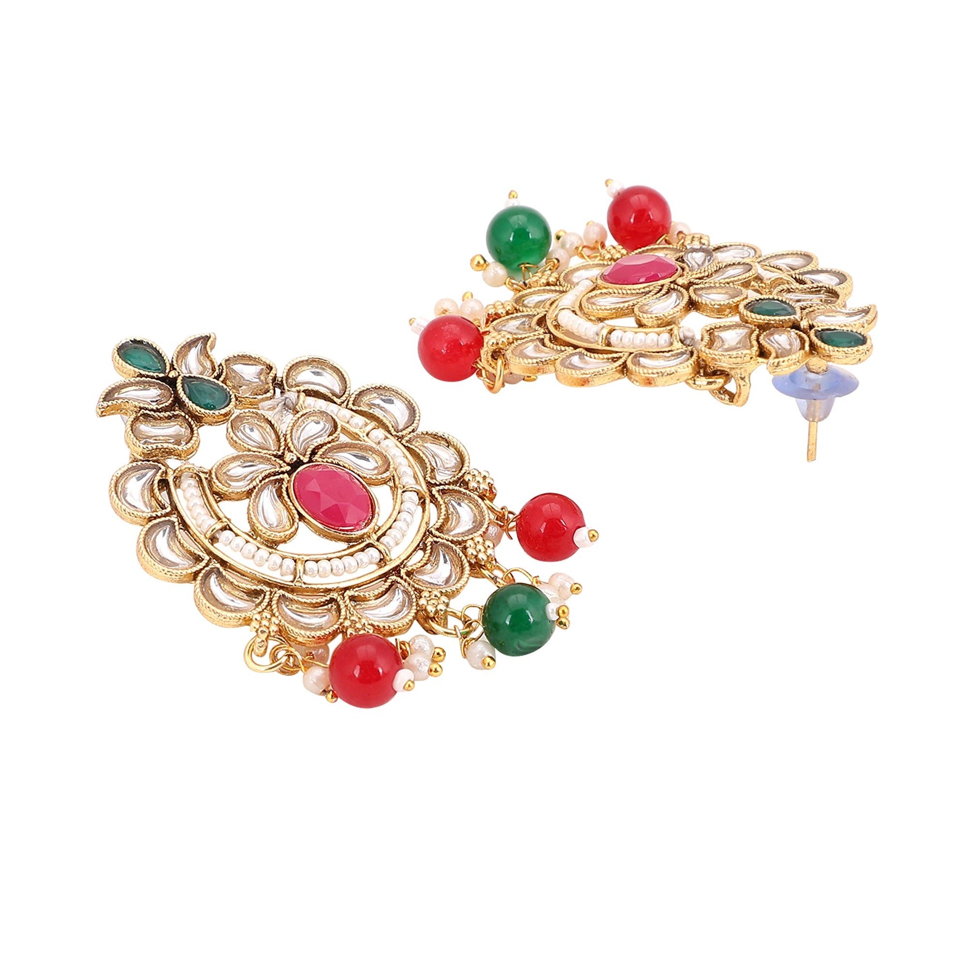 Opal Touch - Round Multicolor Polki Kundan Moti Mala - Necklace
