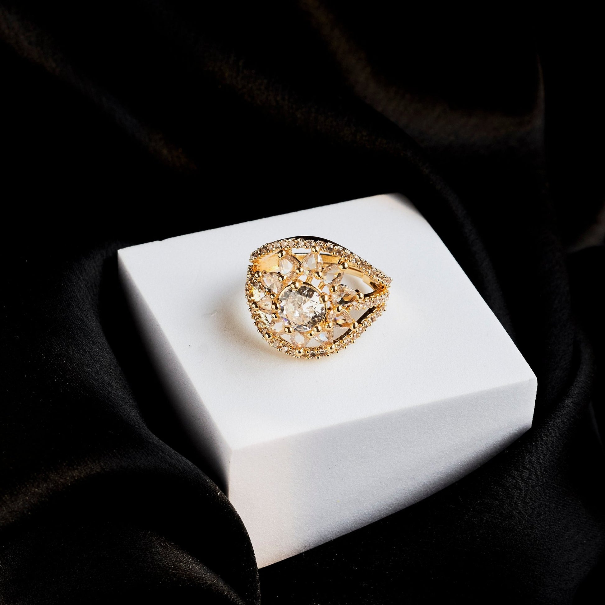 Rings - Royal Empress Gold Plated Ring - Opal Touch