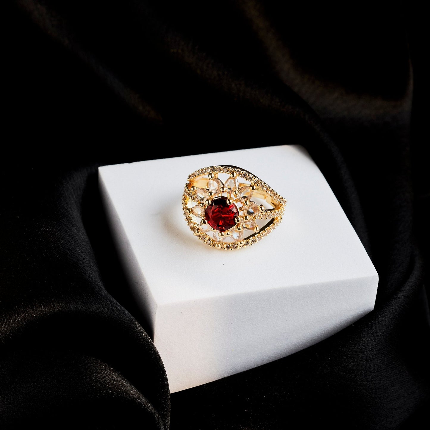 Rings - Royal Empress Gold Plated Ring - Opal Touch