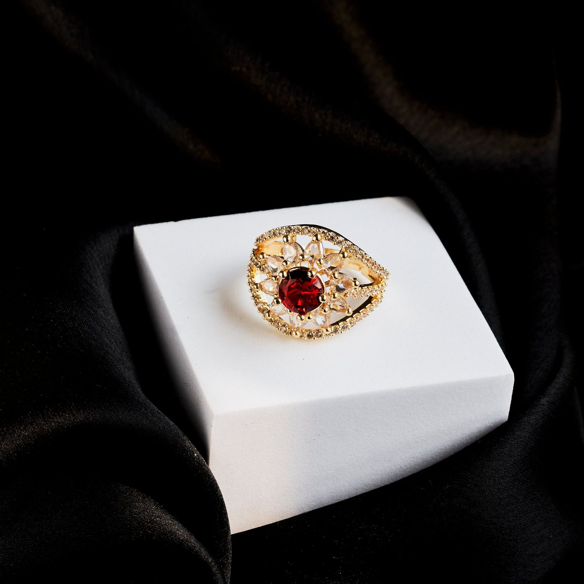 Rings - Royal Empress Gold Plated Ring - Opal Touch